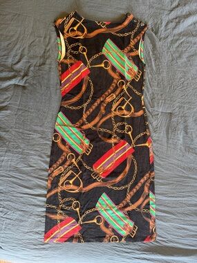 Lauren Ralph Lauren Sleeveless Chain & Bridle Print Bodycon Dress